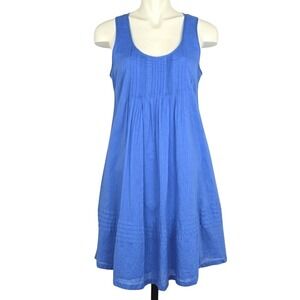 Esplanade Women's Perriwinkle Blue Midi Sleeveless Cotton Dress Pleated Size 10